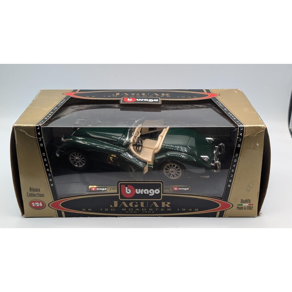 1990's Burago Bijoux Collection Green 1948 Jaguar XK 120 Roadster 1:24 Scale
